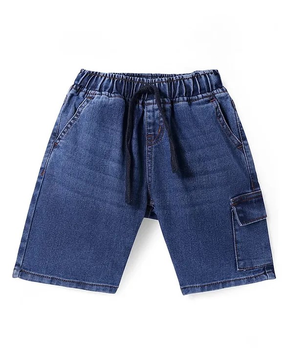 Pine Kids Woven Knee Length Solid Shorts - Blue